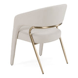 Elson Modern Off-White Fabric + Antique Brass Dining Chair