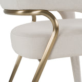 Elson Modern Off-White Fabric + Antique Brass Dining Chair