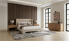 Queen Emilio + Roma Modern Beige Fabric + Oak 4-Piece Bedroom Set