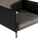 Engel Modern Dark Grey Vegan Leather + Grey Fabric + Antique Brass Dining Chair