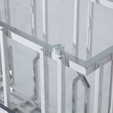 Ericson Modern Glass & Stainless Steel Dining Table