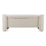 Erin Modern Cream Fabric Storage Ottoman Bench
