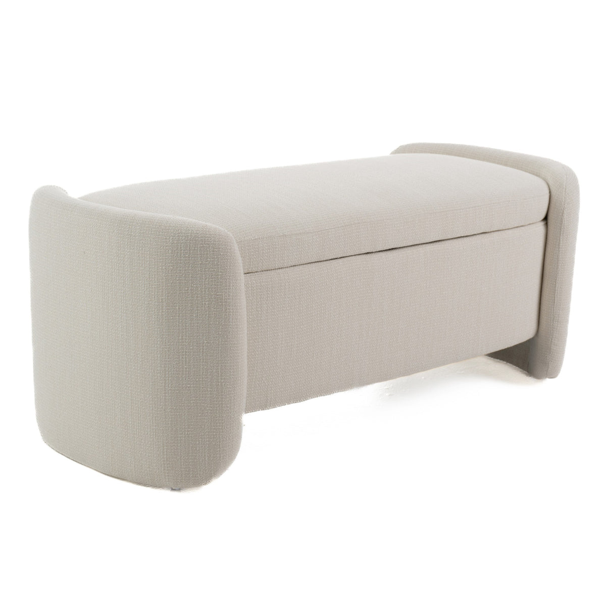 Erin Modern Cream Fabric Storage Ottoman Bench