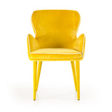 Tigard Mid-Century Yellow Fabric Dining Chair