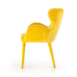 Tigard Mid-Century Yellow Fabric Dining Chair
