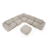 Evans Contemporary Off-White Fabric Modular Sectional Sofa-5-Piece Sectional