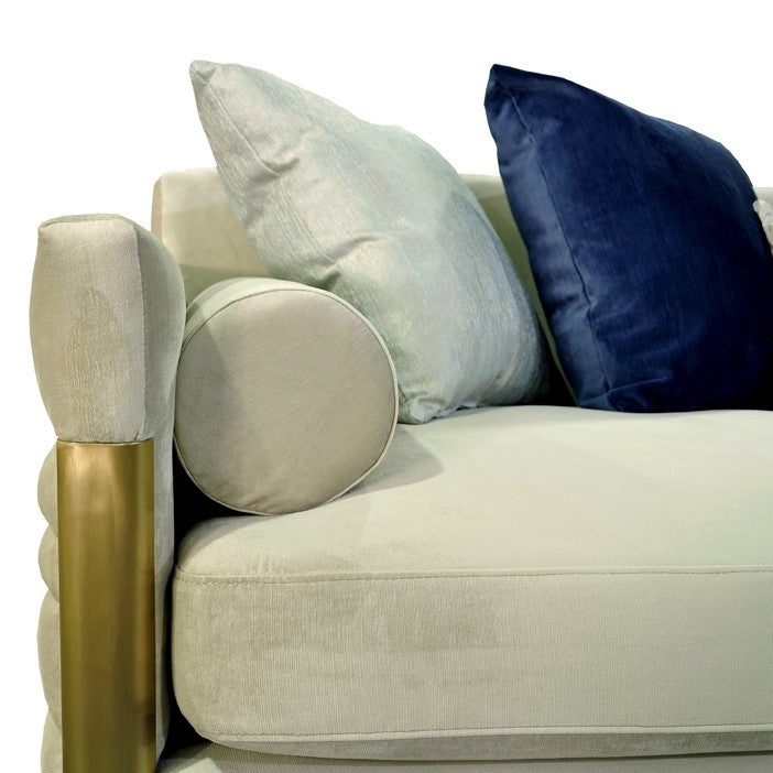 Tenaya Modern Beige Fabric & Gold Loveseat Sofa