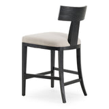 Fabien Mid-Century Modern Beige Linen + Black Walnut Counter Chair