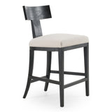 Fabien Mid-Century Modern Beige Linen + Black Walnut Counter Chair