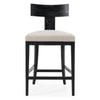 Fabien Mid-Century Modern Beige Linen + Black Walnut Counter Chair