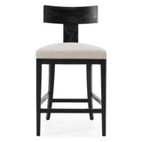 Fabien Mid-Century Modern Beige Linen + Black Walnut Counter Chair