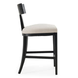 Fabien Mid-Century Modern Beige Linen + Black Walnut Counter Chair