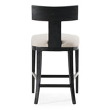 Fabien Mid-Century Modern Beige Linen + Black Walnut Counter Chair
