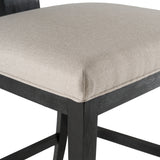 Fabien Mid-Century Modern Beige Linen + Black Walnut Counter Chair