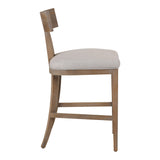 Fabien Mid-Century Modern Beige Linen + Wood Counter Chair