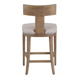 Fabien Mid-Century Modern Beige Linen + Wood Counter Chair