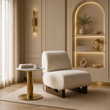 Fairway Glam White Marble and Brushed Gold Tall End Table
