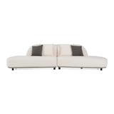 Falcone Contemporary Off-White + Grey Bonded Leather Curved Sectional Sofa