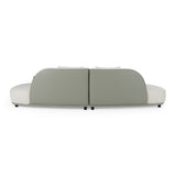 Falcone Contemporary Off-White + Grey Bonded Leather Curved Sectional Sofa