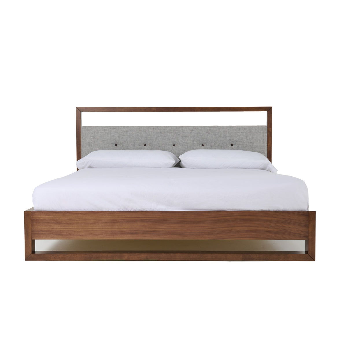  Mielcasa | Walnut Queen Nova Domus Falcor Modern Grey Fabric & Walnut Veneer Bed | SKU VGMABR-107-BED-Q | MPN: 77541 | Free Delivery & Free Return
