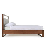 Eastern King Falcor Modern Grey Fabric & Walnut Veneer Bed