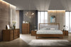 California King Falcor Modern Grey Fabric & Walnut Veneer Bed