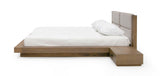 Fantasia Contemporary Walnut & Grey Bed with Two Nightstands
