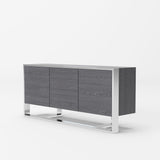 Fauna Modern Elm Grey & Stainless Steel Buffet