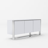 Fauna Modern White High Gloss & Stainless Steel Buffet