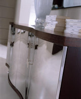 Waves Collection Modern Glass w/Chrome Stainless Steel Dining Table