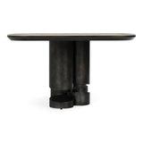 Finsbury Modern Ceramic + Dark Grey Brass Oval Dining Table