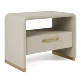 Florence Modern Beige Velvet + Leatherette Bedroom Set