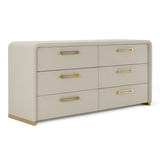 Florence Modern Beige Leatherette + Gold Dresser