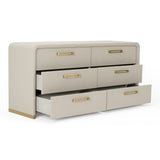 Florence Modern Beige Leatherette + Gold Dresser