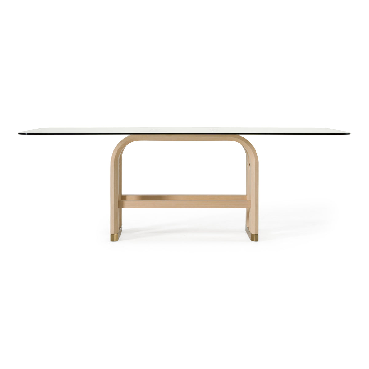 Florence Modern Glass + Natural Oak + Gold Dining Table