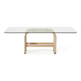 Florence Modern Glass + Natural Oak + Gold Dining Table