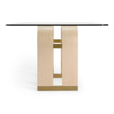 Florence Modern Glass + Natural Oak + Gold Dining Table