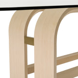 Florence Modern Glass + Natural Oak + Gold Dining Table