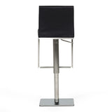 Folsum Modern Black & Brushed Stainless Steel Adjustable Bar Stool