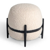 Fouston Contemporary White Sherpa Pouf