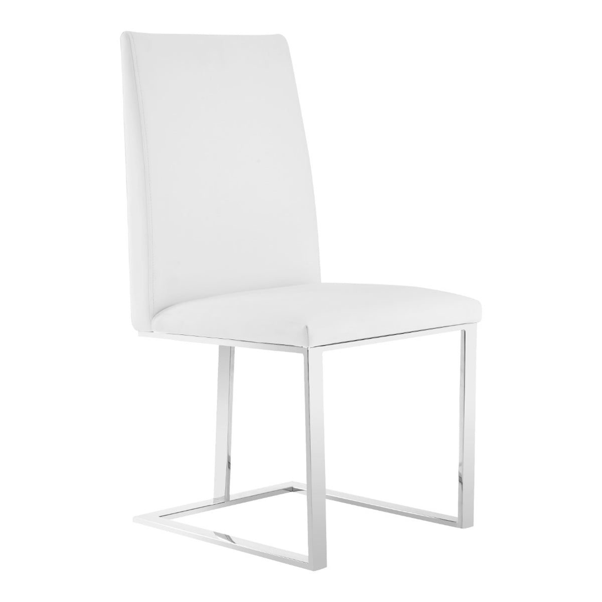 Frankie Modern White & Brushed Stainless Steel Dining Chair