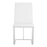 Frankie Modern White & Brushed Stainless Steel Dining Chair