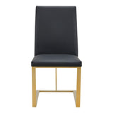 Frankie Modern Dark Grey Vegan Leather + Antique Brass Dining Chair