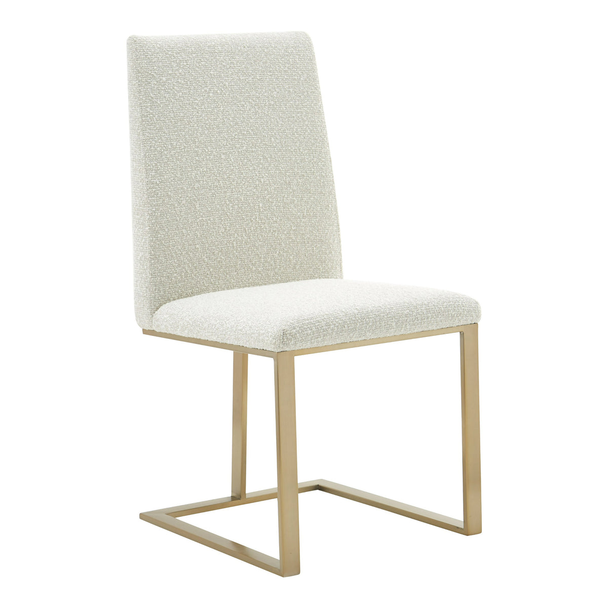 Frankie Modern Off-White Fabric + Antique Brass Dining Chair