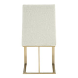 Frankie Modern Off-White Fabric + Antique Brass Dining Chair