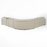 Frazier Modern Light Grey Leather Sectional Sofa with 3 Recliners + Console