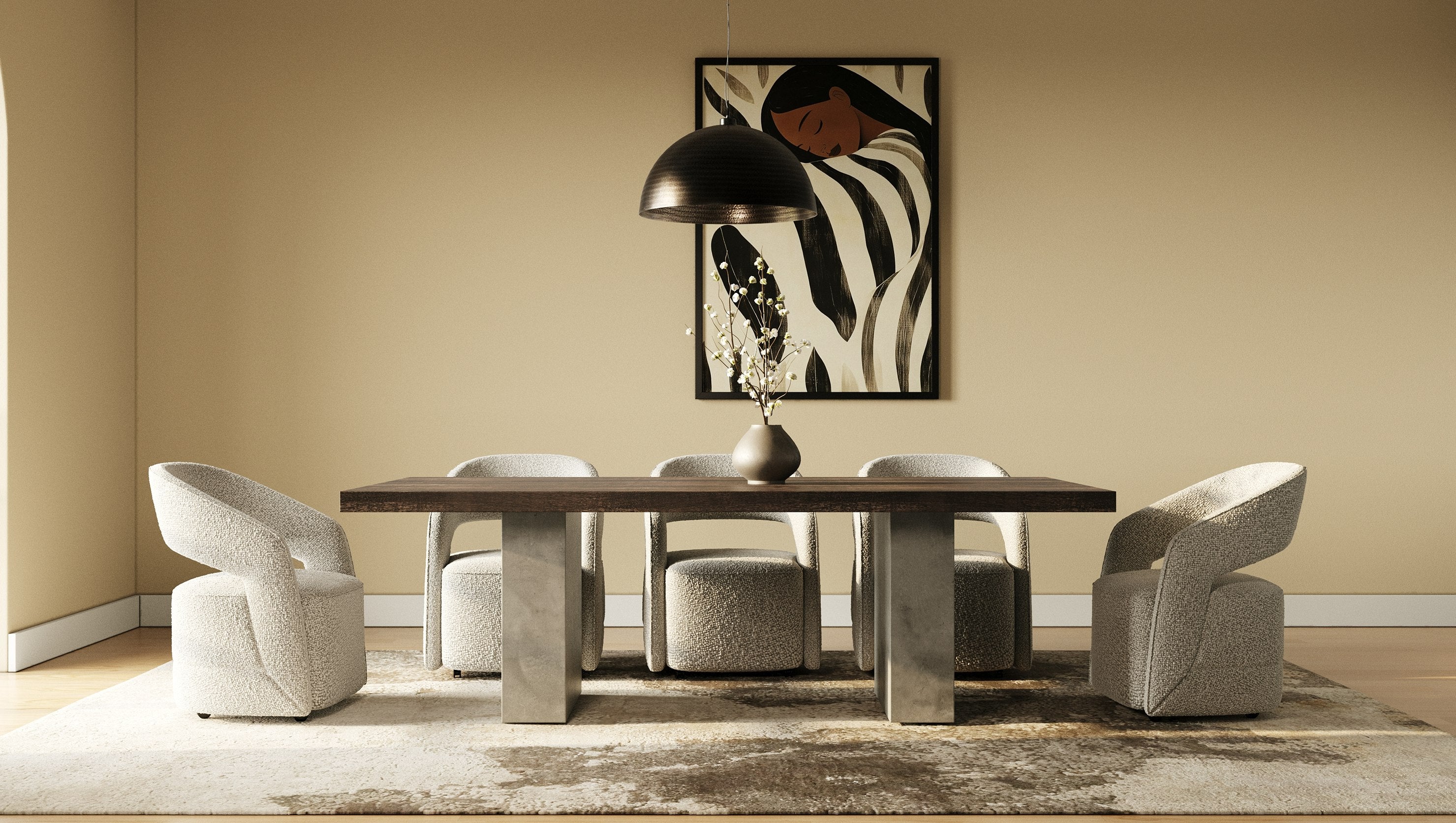 Renzo Modern Oak & Concrete 94" Dining Table
