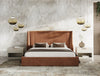 Roma + Lago Modern Burnt Orange Velvet + Faux Travertine 4-Piece Bedroom Set