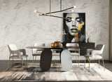 Maxine Modern Hammered Grey Glass Rectangular Dining Table