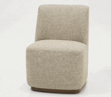 Galloway Modern Beige Fabric + Walnut Dining Chair w/Casters (Set of 2)